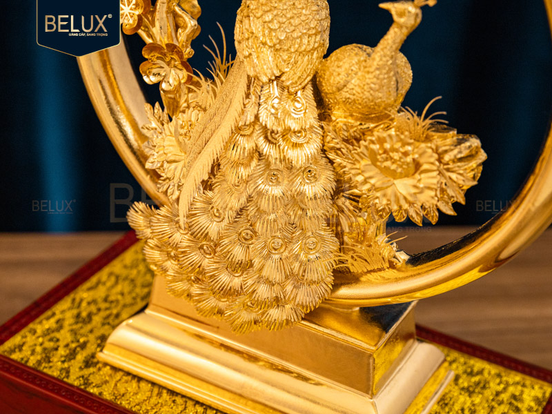 Tượng Đôi Công Uyên Ương dát vàng 24k&nbsp;20×16.5x24cm